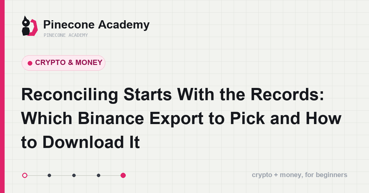 Binance's two export reports, one for working out cost basis and one for tracing where money went